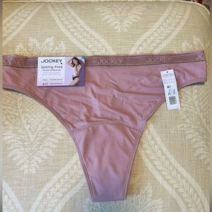 Jockey® Worry Free Cotton Stretch Light Absorbency Thong muave logo waistband